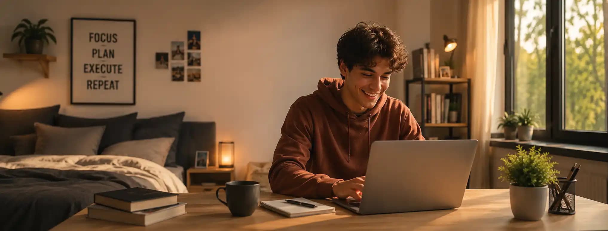 Student studying in a comfortable accommodation — BookMyAcco