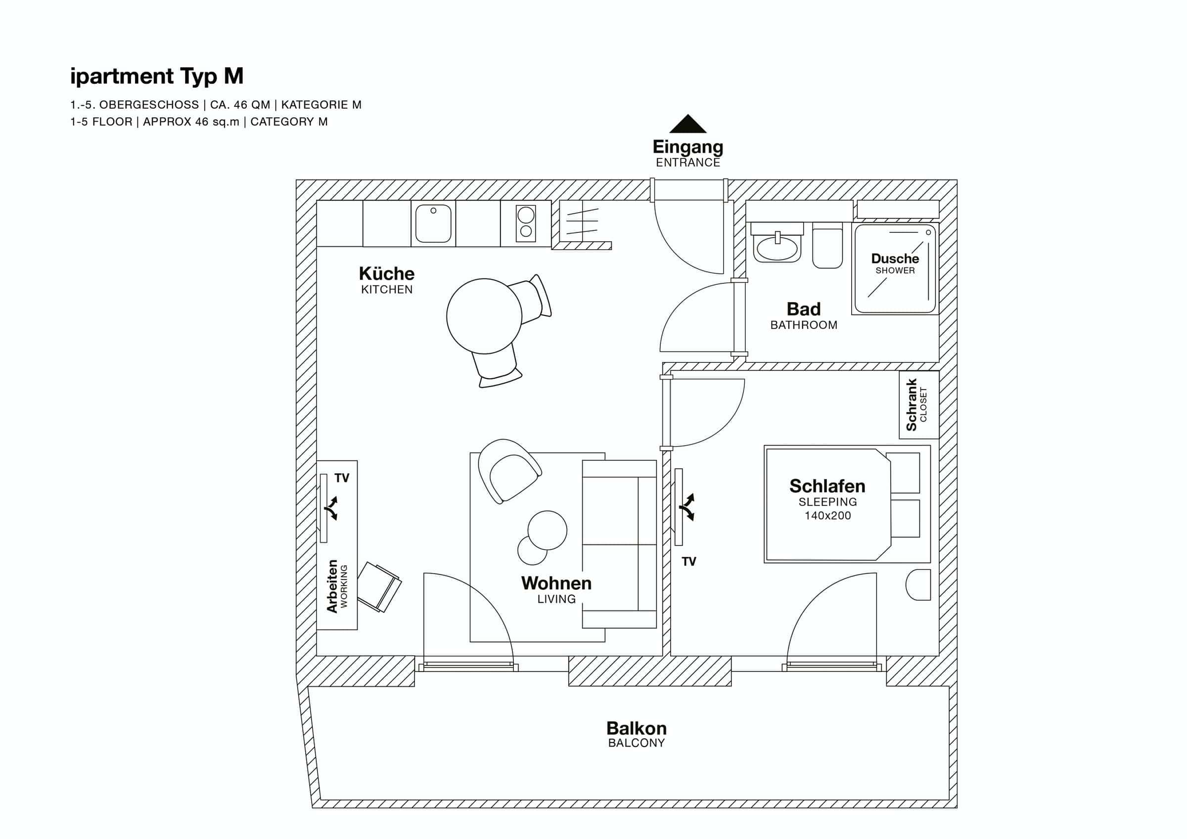 Studio Apartment mit Balkon | M photo 1