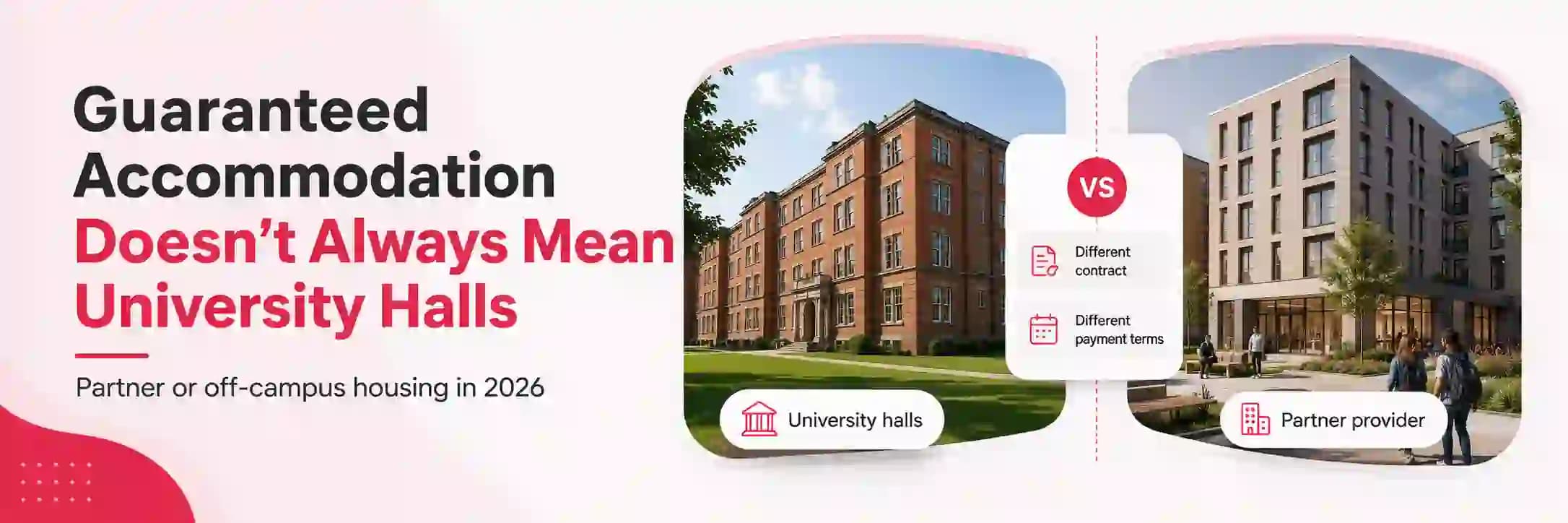 Student comparing university halls with partner and approved off-campus student accommodation in 2026