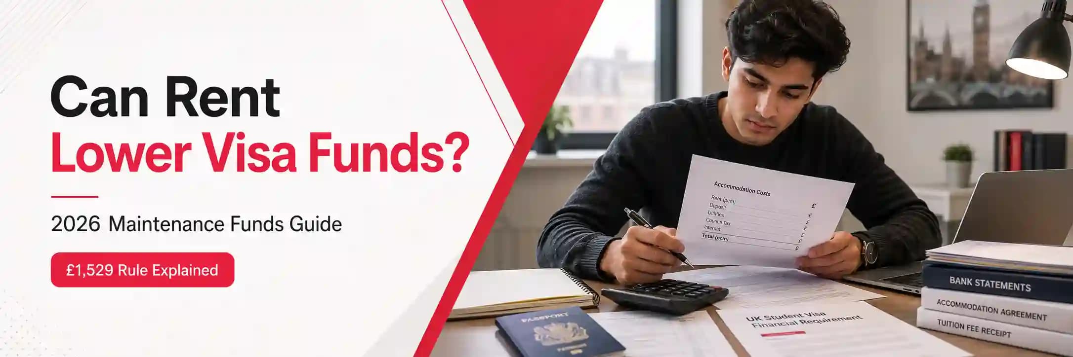 International student calculating UK Student visa maintenance funds after paying for accommodation