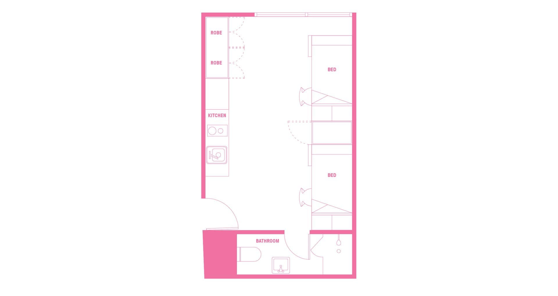 Ultra Twin Single Bed Apartment - Single Bed With Standard View - 2