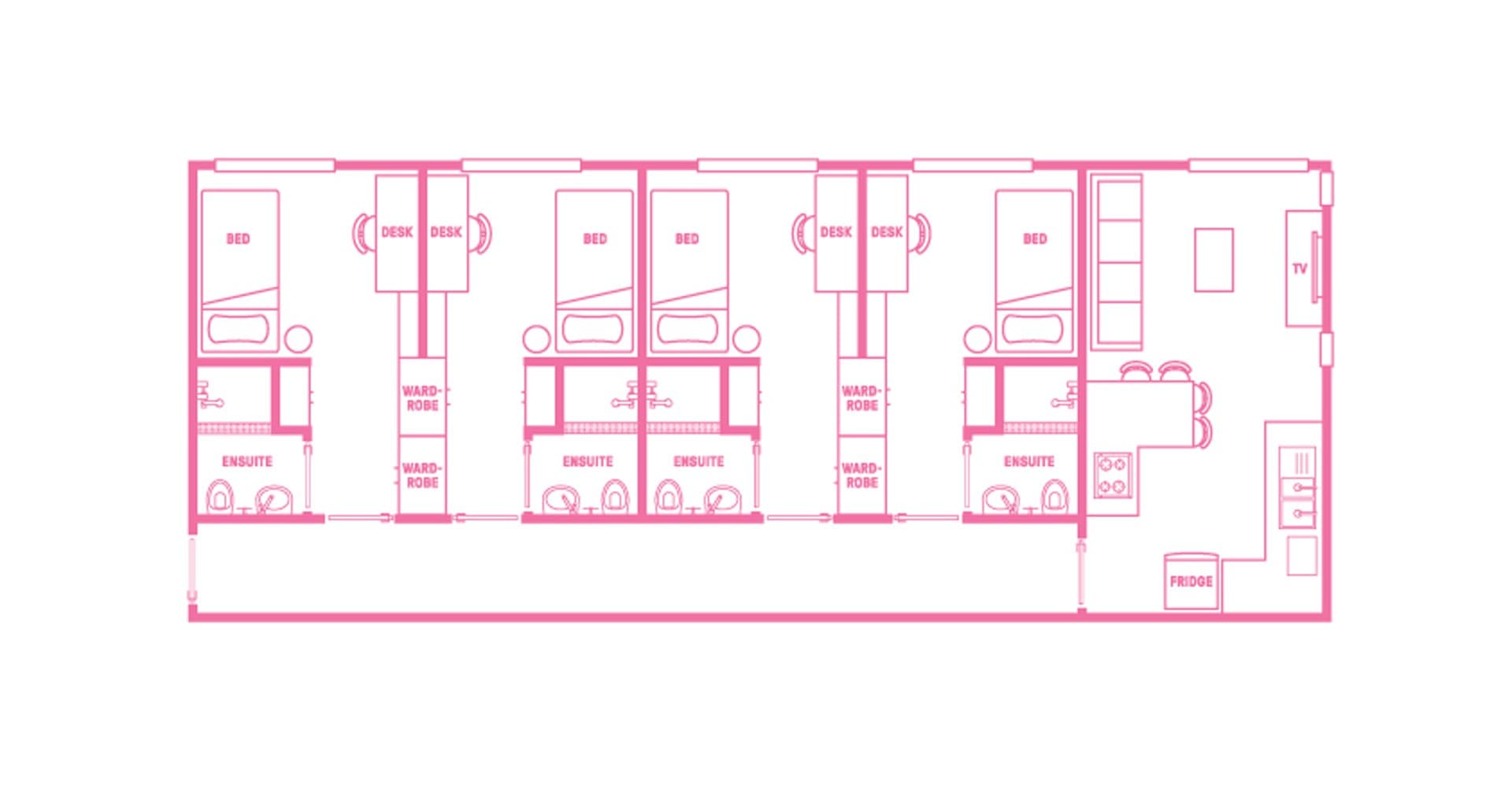 King Single Bed, 4 Bed Apartment With Ensuite - 2