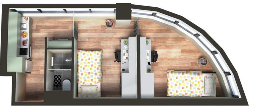 Studio Twin Share King Single ( High Floor ) - 8